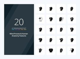 20 Mind Process And Human Features Solid Glyph icon for presentation vector