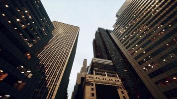 colourful toned skyscrappers close up on a sunny summer day photo