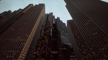 View looking up at high rise buildings photo