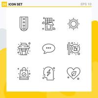 Set of 9 Modern UI Icons Symbols Signs for chat party sweet sweet cake Editable Vector Design Elements