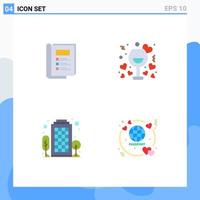 4 Flat Icon concept for Websites Mobile and Apps book building report night house Editable Vector Design Elements