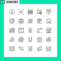 Line Pack of 25 Universal Symbols of money business schedule wifi internet of things Editable Vector Design Elements