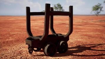 old rusted Mining cart in desert photo