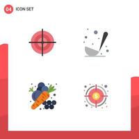 Universal Icon Symbols Group of 4 Modern Flat Icons of target agriculture circle food farm Editable Vector Design Elements