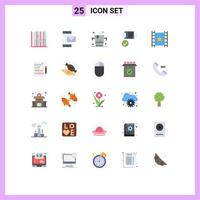 Universal Icon Symbols Group of 25 Modern Flat Colors of multimedia lock phone belt ice Editable Vector Design Elements