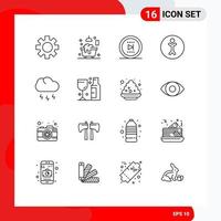 16 Outline concept for Websites Mobile and Apps storm cloud movie person accessibility Editable Vector Design Elements