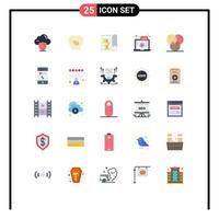 Universal Icon Symbols Group of 25 Modern Flat Colors of laptop video resources live report Editable Vector Design Elements