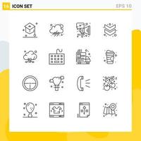 Universal Icon Symbols Group of 16 Modern Outlines of technology connection marketing cloud chevron Editable Vector Design Elements