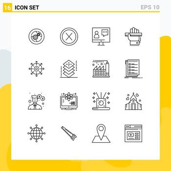 conjunto de 16 iconos de interfaz de usuario modernos signos de símbolos para aprender educación sin servicio elementos de diseño de vectores editables para el cliente