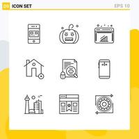 9 Outline concept for Websites Mobile and Apps house clear pumpkin cancel web Editable Vector Design Elements