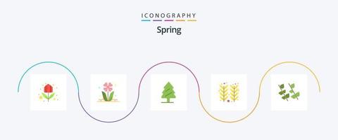 Spring Flat 5 Icon Pack Including leaf. wheat. nature. farming. agriculture vector