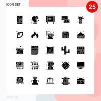 25 Universal Solid Glyphs Set for Web and Mobile Applications lantern money opinion payment card Editable Vector Design Elements