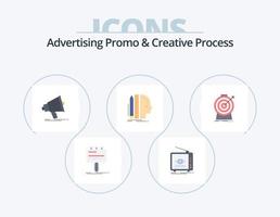 Advertising Promo And Creative Process Flat Icon Pack 5 Icon Design. ruler. design. television. megaphone. marketing vector