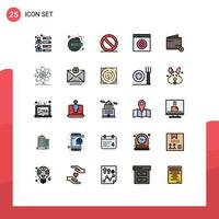 Filled line Flat Color Pack of 25 Universal Symbols of wallet commerce close add internet Editable Vector Design Elements