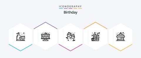 Birthday 25 Line icon pack including birthday. party. birthday. candles. birthday vector