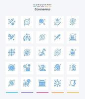 coronavirus creativo 25 paquete de iconos azules como virus. coronavirus. virus. transportador. muestra vector