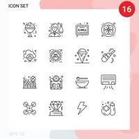 16 Universal Outline Signs Symbols of user cloud board account sauna Editable Vector Design Elements