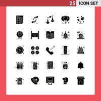 Pictogram Set of 25 Simple Solid Glyphs of nature party help balloon scales Editable Vector Design Elements