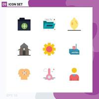 Set of 9 Modern UI Icons Symbols Signs for bribe setting building education tower Editable Vector Design Elements