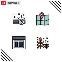 User Interface Pack of 4 Basic Filledline Flat Colors of device web location design autumn Editable Vector Design Elements