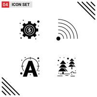 Group of 4 Solid Glyphs Signs and Symbols for management connect feed edit jungle Editable Vector Design Elements