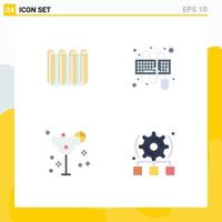 Group of 4 Flat Icons Signs and Symbols for battery cocktail radiator interface lime Editable Vector Design Elements