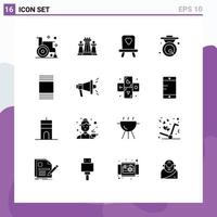 Pictogram Set of 16 Simple Solid Glyphs of cover gong tactic chinese asian Editable Vector Design Elements