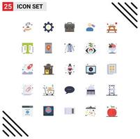 Pictogram Set of 25 Simple Flat Colors of furniture bench bag work mark Editable Vector Design Elements