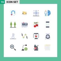 16 User Interface Flat Color Pack of modern Signs and Symbols of person internet technical freelance health Editable Pack of Creative Vector Design Elements