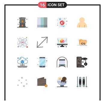 16 Universal Flat Color Signs Symbols of atom user lines profile school Editable Pack of Creative Vector Design Elements