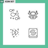 Group of 4 Modern Filledline Flat Colors Set for chips computing action arrow sound Editable Vector Design Elements