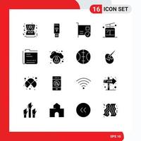 Modern Set of 16 Solid Glyphs and symbols such as content travel card regular hardware Editable Vector Design Elements