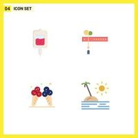 Editable Vector Line Pack of 4 Simple Flat Icons of blood ice samples festival american Editable Vector Design Elements