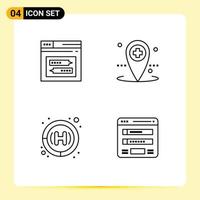 Line Pack of 4 Universal Symbols of internet clinic website hospital hospital Editable Vector Design Elements