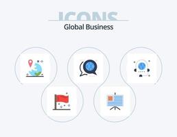 paquete de iconos planos de negocios globales 5 diseño de iconos. mensaje. foro. GPS. discusión. navegación vector