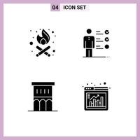 Pictogram Set of Simple Solid Glyphs of bonfire house professional skills professional ability residence Editable Vector Design Elements