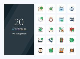 20 Time Management Flat Color icon for presentation vector