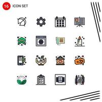 Modern Set of 16 Flat Color Filled Lines Pictograph of up arrow ui presentation analytics Editable Creative Vector Design Elements