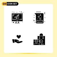 Pack of creative Solid Glyphs of computer donation mail heart hand Editable Vector Design Elements