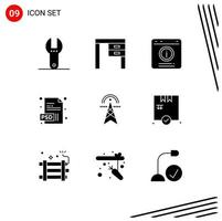 9 Universal Solid Glyphs Set for Web and Mobile Applications electricity psd bubble extension support Editable Vector Design Elements