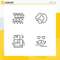 Set of 4 Modern UI Icons Symbols Signs for festival shop game credits crypto currency day Editable Vector Design Elements