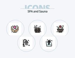 paquete de iconos llenos de línea de sauna 5 diseño de iconos. . etiqueta. spa. signo. aptitud física vector