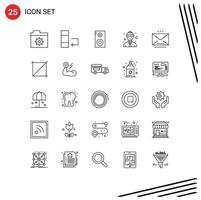 Mobile Interface Line Set of 25 Pictograms of design open school mail email Editable Vector Design Elements