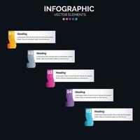 El vector de diseño de infografías de 5 pasos y el marketing se pueden utilizar para el diseño del flujo de trabajo