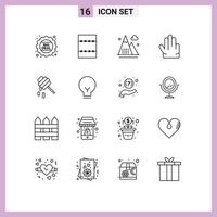 16 Universal Outlines Set for Web and Mobile Applications light healthy game bee four Editable Vector Design Elements