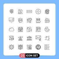 Mobile Interface Line Set of 25 Pictograms of mobile email space symbols sign Editable Vector Design Elements