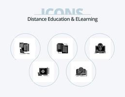 Distance Education And Elearning Glyph Icon Pack 5 Icon Design. wlan. share. story. file. calculator vector