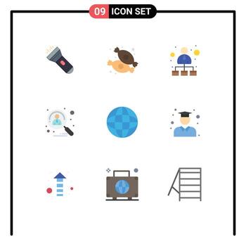 9 colores planos vectoriales temáticos y símbolos editables de elementos de diseño vectorial editables del solicitante de contratación de red jerárquica de reclutamiento global vector