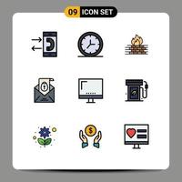 Set of 9 Modern UI Icons Symbols Signs for computer easter antivirus mail security Editable Vector Design Elements