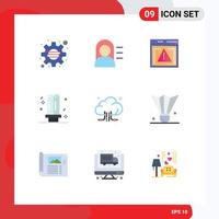 Universal Icon Symbols Group of 9 Modern Flat Colors of connection light computing fluorescent electricity Editable Vector Design Elements